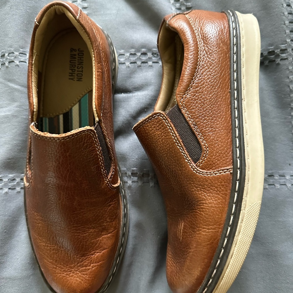 Johnston & Murphy Tan Leather Slip-Ons